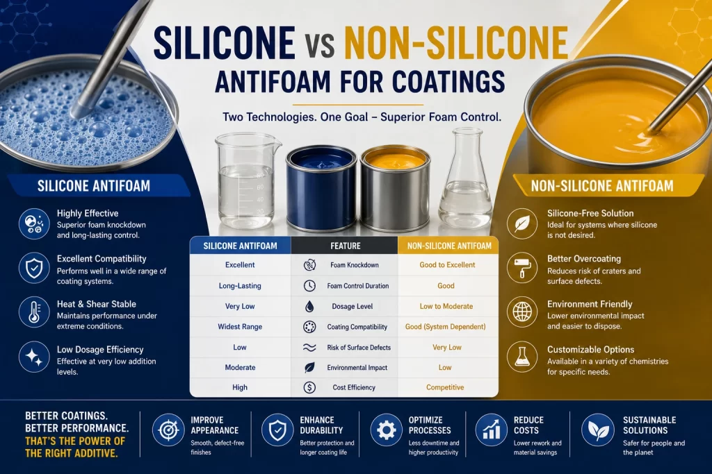 Silicone vs Non-Silicone Antifoam for Industrial Coatings